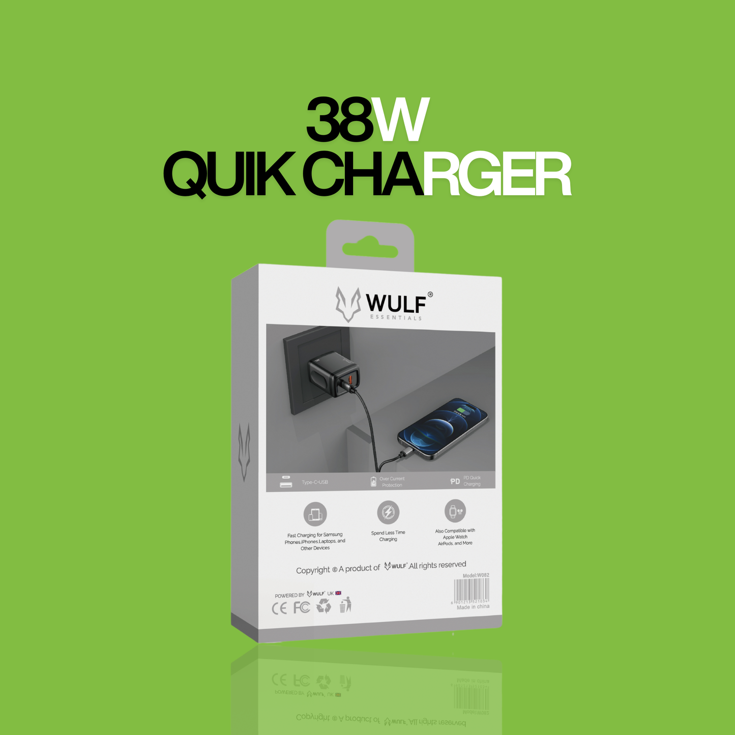 WULF ESSENTIALS W082 Quick Charger with Cable – Fast & Reliable Power Solution