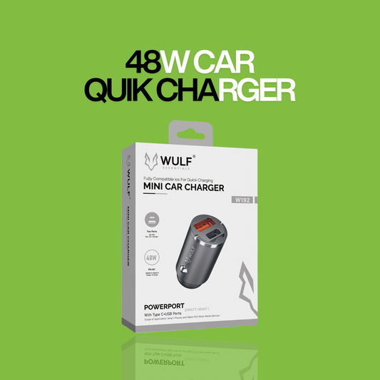 WULF ESSENTIALS 48W Mini Quick Car Charger – Dual Port Fast Charging