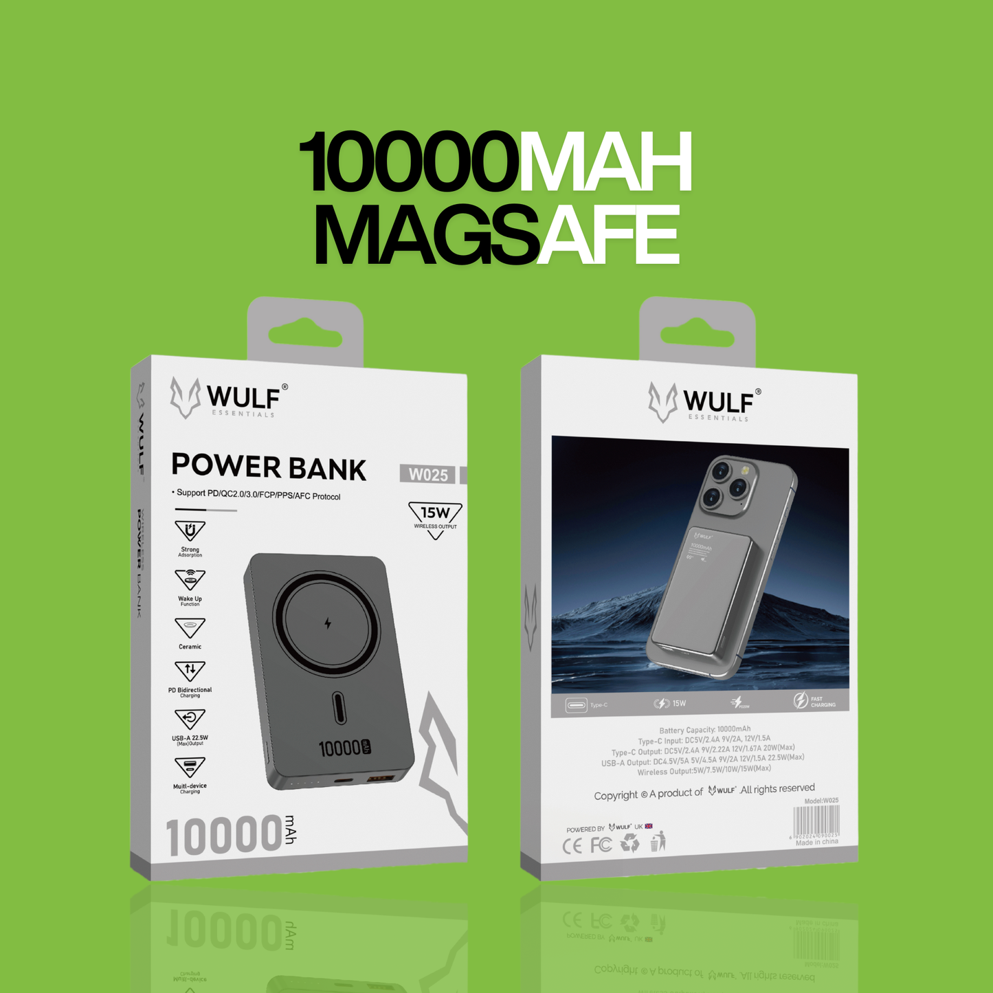 WULF ESSENTIALS 10000mAh MagSafe Power Bank – Magnetic Wireless Fast Charger
