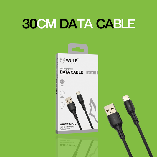 WULF ESSENTIALS Type-C Fast Charging Cable – 30CM Durable Short Length