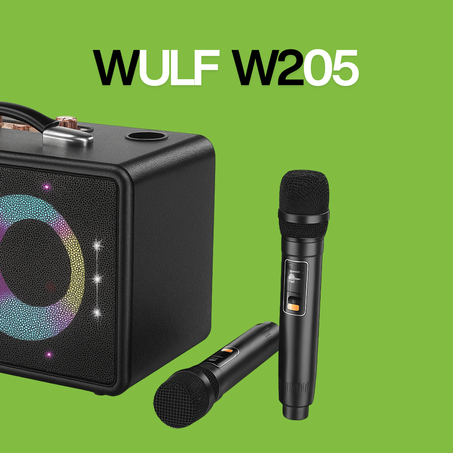 WULF ESSENTIALS W205 60W Bluetooth Speaker with Dual Wireless Microphones & RGB Lights