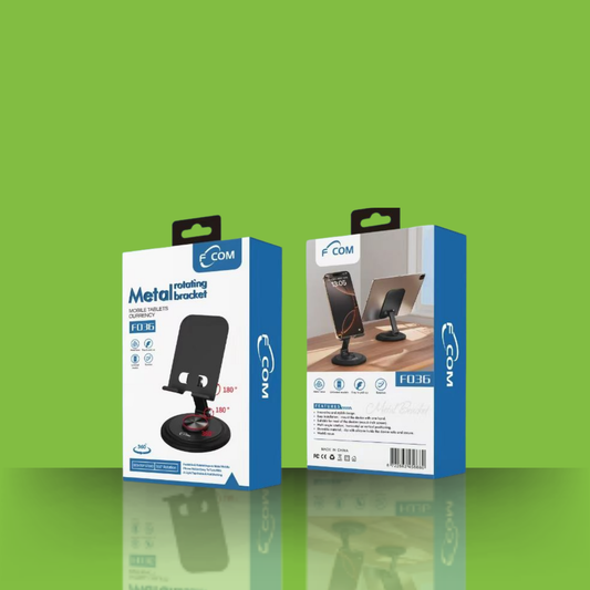 FCOM FO36 Metal Rotating Bracket – 360° Adjustable Stand for Mobile & Tablet