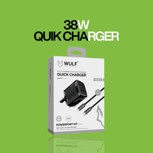 WULF ESSENTIALS W082 Quick Charger with Cable – Fast & Reliable Power Solution
