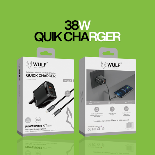WULF ESSENTIALS W082 Quick Charger with Cable – Fast & Reliable Power Solution