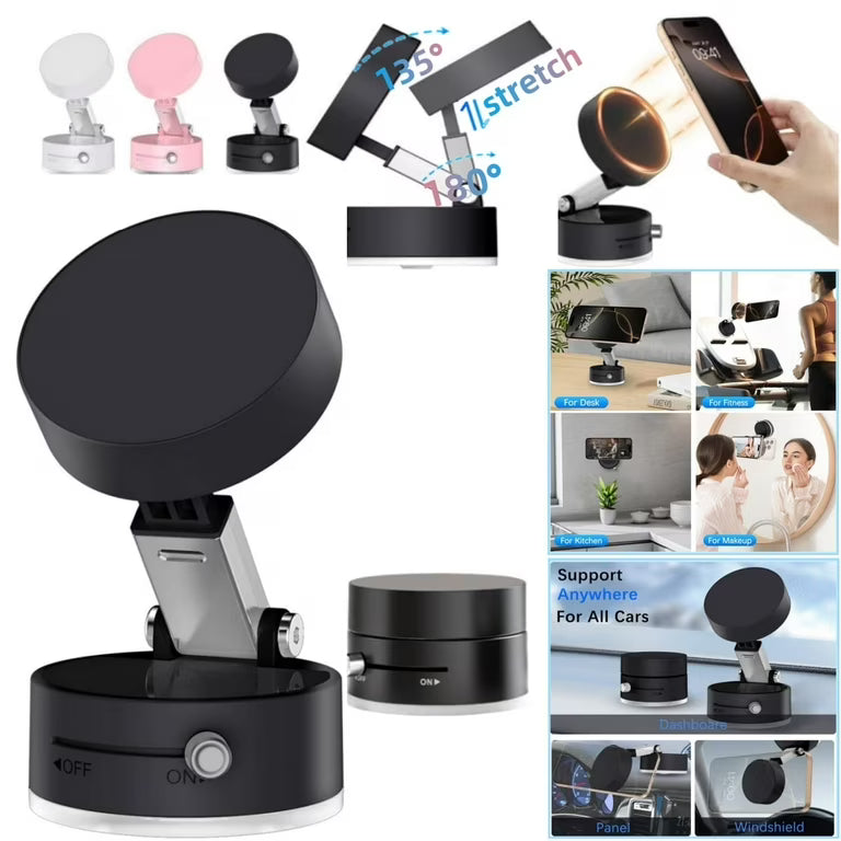 Vacuum Magnetic Suction-Cup Car Phone Holder Stand 360 Car Mount Foldable Holder