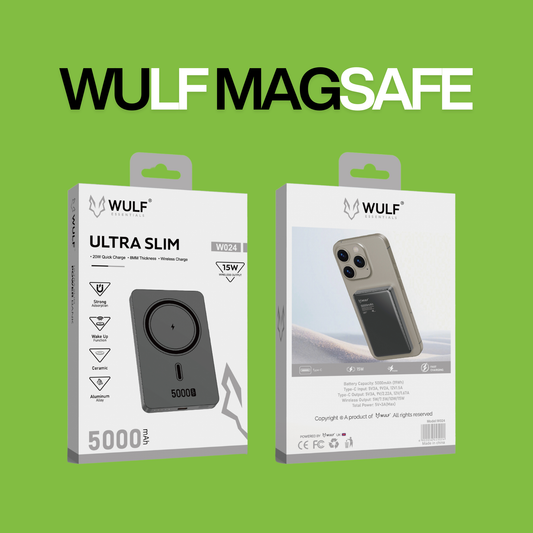 WULF ESSENTIALS W024 Magnetic Power Bank – 5000mAh, MagSafe Compatible, Ultra Slim Design