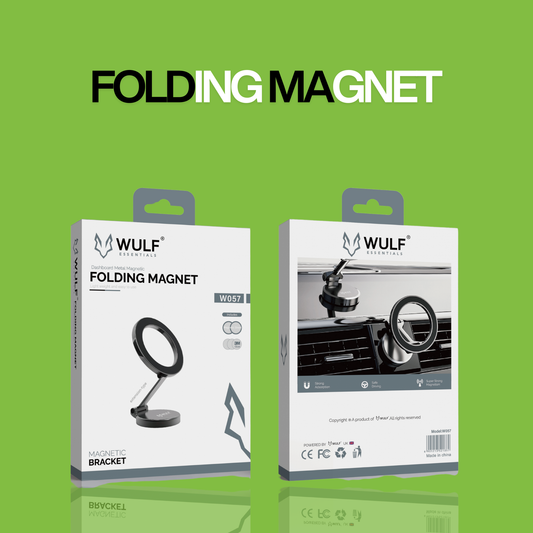 WULF ESSENTIALS W057 Folding Magnetic Bracket – 360° Adjustable Dashboard Phone Holder