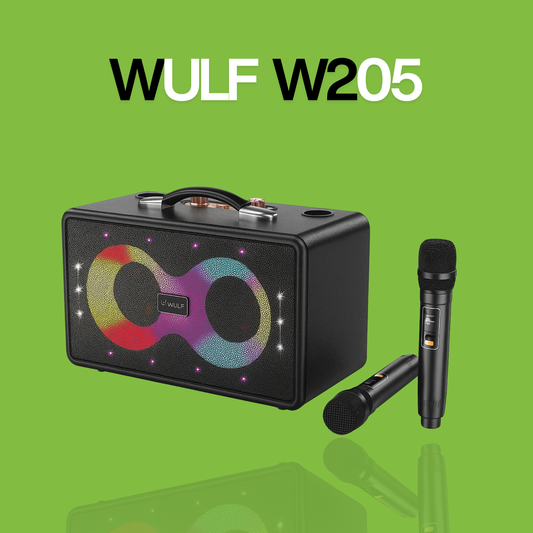 WULF ESSENTIALS W205 60W Bluetooth Speaker with Dual Wireless Microphones & RGB Lights